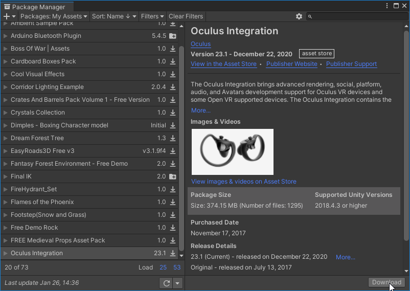 Import Oculus Asset